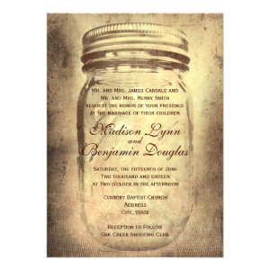 Mason Jar Rustic Country Wedding Invitations Personalized Invitation