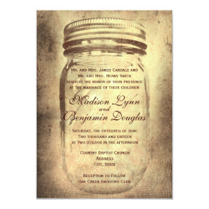 Mason Jar Rustic Country Wedding Invitations Personalized Invitation