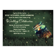 Mason Jar Rustic Firefly Wedding Invitations
