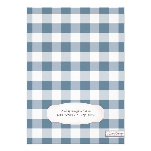Mason Jar Rustic Stars Blue Gingham Baby Shower Personalized Invitation