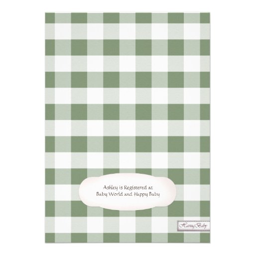 Mason Jar Rustic Stars Green Gingham Baby Shower Personalized Invitations