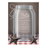 Mason Jar Rustic Stars Red Gingham Baby Shower Cards
