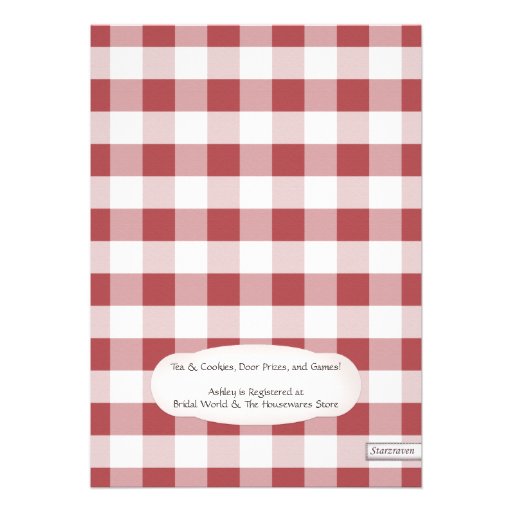 Mason Jar Rustic Stars Red Gingham Bridal Shower Custom Invite