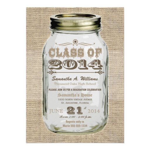 Mason Jar Rustic Vintage Look Graduation Announcement