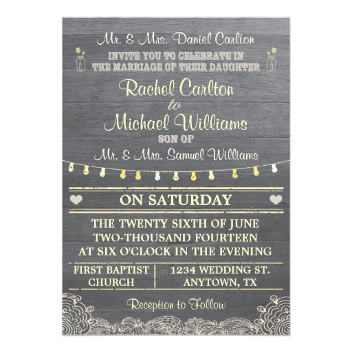 Mason Jar Rustic Wedding Invitation