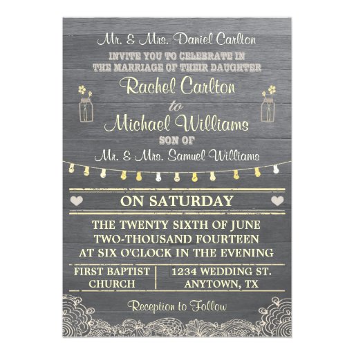 Mason Jar Rustic Wedding Invitation