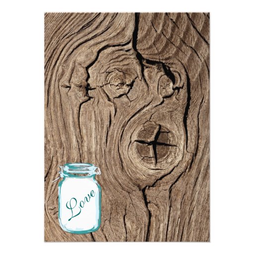 Mason Jar Rustic Wood Rehearsal Dinner Invitations
