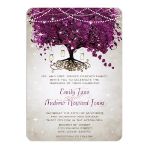 Mason Jar Sangria Heart Leaf Firefly Tree Wedding Custom Announcement