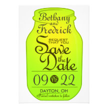 Mason Jar Save The Date Green Invitation