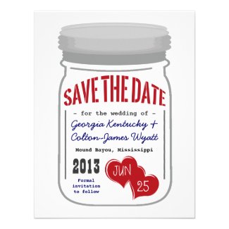 Mason Jar Save the Date Red White Blue