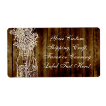 Mason Jar Stamp on Dark Wood Plank Custom Shipping Label