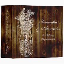 Mason Jar Stamp on Dark Wood Plank Vinyl Binders