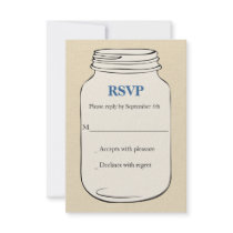 Mason Jar Style 2 Wedding RSVP - Blue Custom Announcement