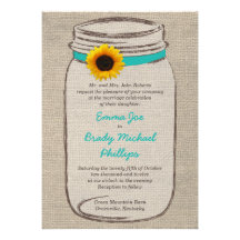 Mason Jar & Sunflower Wedding Invitation
