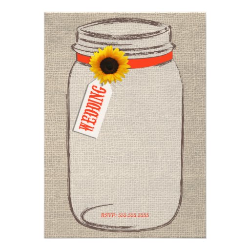Mason Jar & Sunflower Wedding Invitation Orange