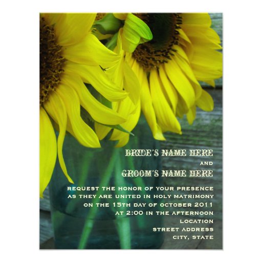 Mason Jar Sunflowers Fall Wedding Invitation