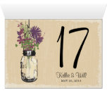 Mason Jar Table Number Cards DOUBLE SIDED cards