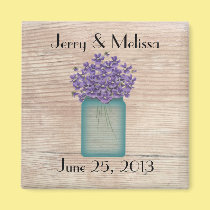 Mason Jar Violets Wedding Favor Magnet magnets
