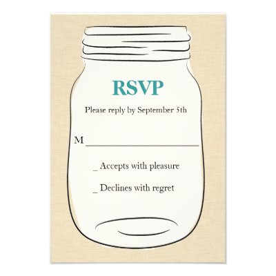 Mason Jar Wedding RSVP - Teal Personalized Invitations