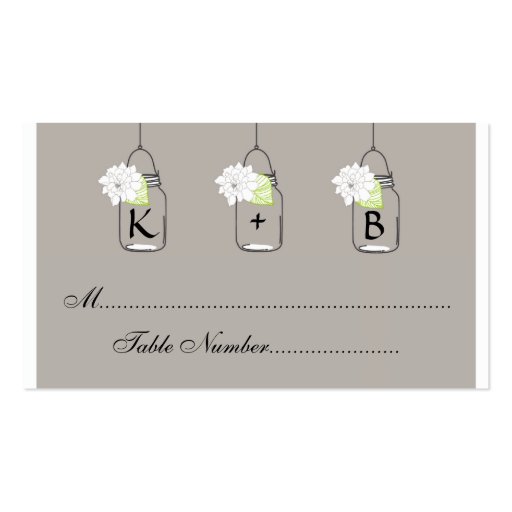 Mason Jar Wedding Seating Cards // Escort Cards Business Card Template (front side)