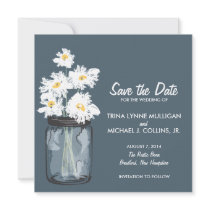 Mason Jar & White Daisies Save the Date Personalized Announcements