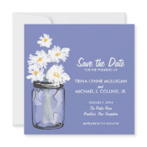 Mason Jar & White Daisies Save the Date Personalized Invite