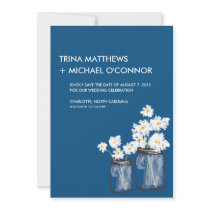 Mason Jar & White Daisies Save the Date Custom Invitations