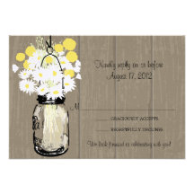 Mason Jar Wild Daisies & Billy Balls  RSVP Personalized Announcement