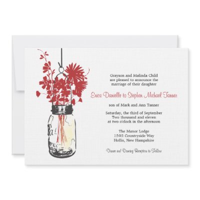 Mason Jar &amp; Wild Flowers Personalized Invitations