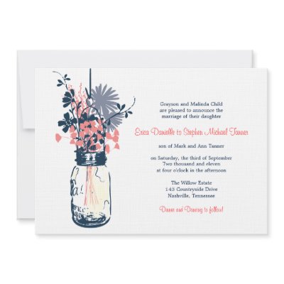 Mason Jar &amp; Wild Flowers Personalized Invitations