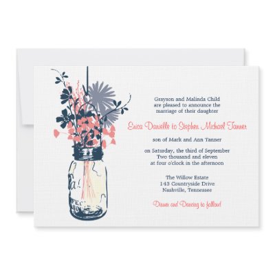 Mason Jar &amp; Wild Flowers Custom Invitation