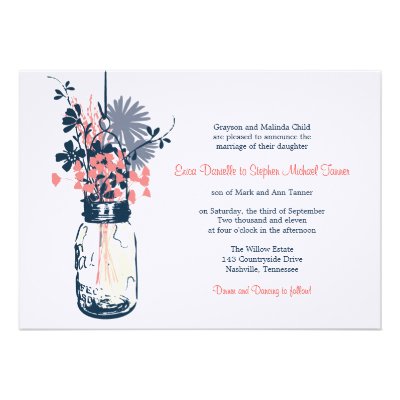 Mason Jar & Wild Flowers Personalized Invitations