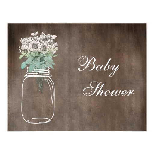 Mason Jar & Wild Flowers Rustic Baby Shower Personalized Invitation