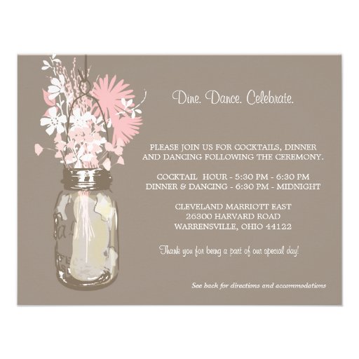 Mason Jar & Wildflowers Reception Personalized Announcements