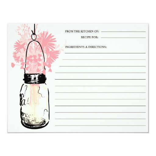 Mason Jar And Wildflowers Recipe Card Zazzle