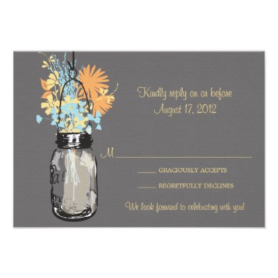 Mason Jar & Wildflowers RSVP Card Announcements