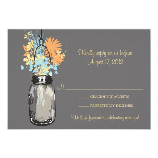 Mason Jar & Wildflowers RSVP Card Announcements (front side)