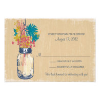 Mason Jar & Wildflowers RSVP Card Custom Invite