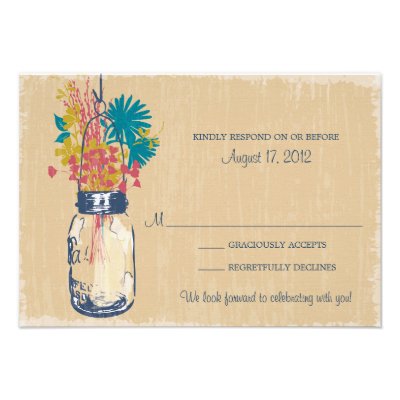 Mason Jar & Wildflowers RSVP Card Custom Invite