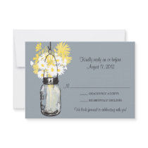 Mason Jar & Wildflowers RSVP Card Invitations