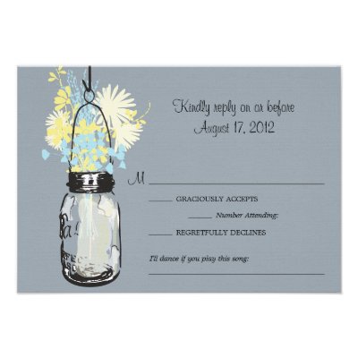 Mason Jar & Wildflowers RSVP Card Personalized Invite