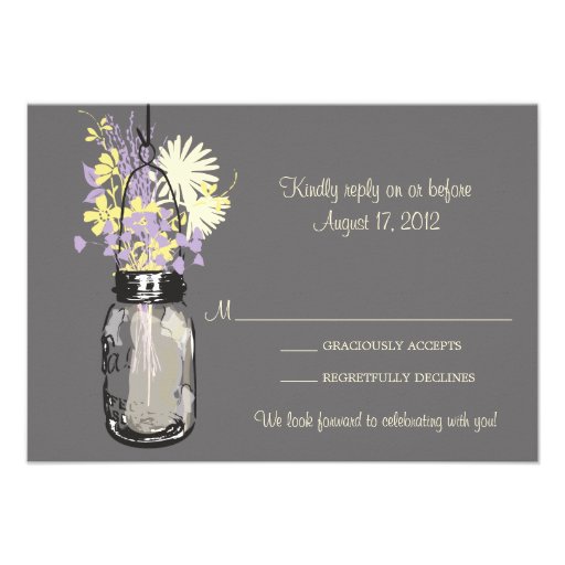 Mason Jar & Wildflowers RSVP Card Personalized Announcement