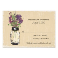Mason Jar & Wildflowers RSVP Card Personalized Announcement