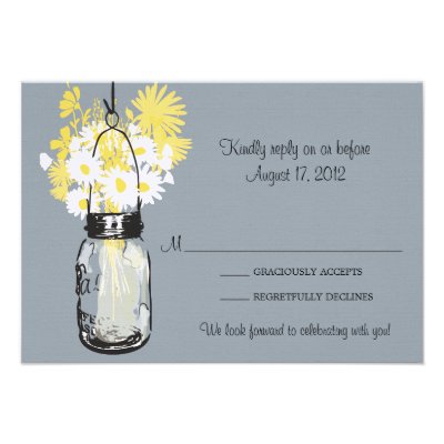 Mason Jar & Wildflowers RSVP Card Invitations
