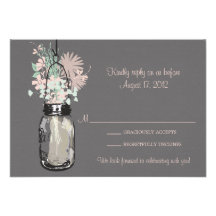 Mason Jar & Wildflowers RSVP Card Invite
