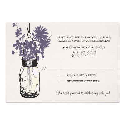 Mason Jar & Wildflowers RSVP Card Invites