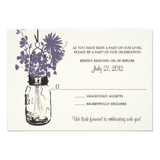 Mason Jar & Wildflowers RSVP Card Invites