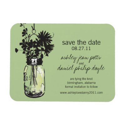 Mason Jar & Wildflowers Save the Date Rectangle Magnet