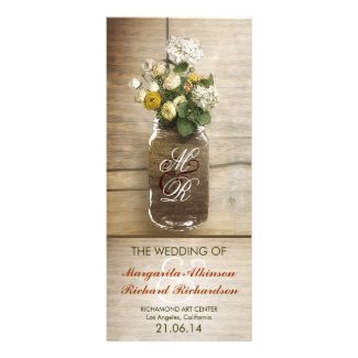 mason jar with flowers rustic wedding programs rack card template
