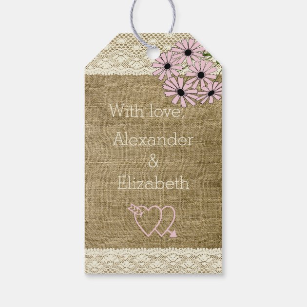 Mason Jar with Pink Flowers Rustic Country Wedding Pack Of Gift Tags